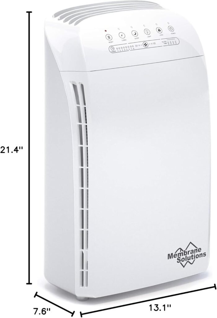 MSA3S Smart Air Purifier for Bedroom, Membrane Solutions Alexa Air Purifiers for Home Large Room With AQI, Auto Mode  H13 HEPA Filter, Pet Air Purifiers Remove 99.97% Allergen Dust Odor Smoke Pollen
