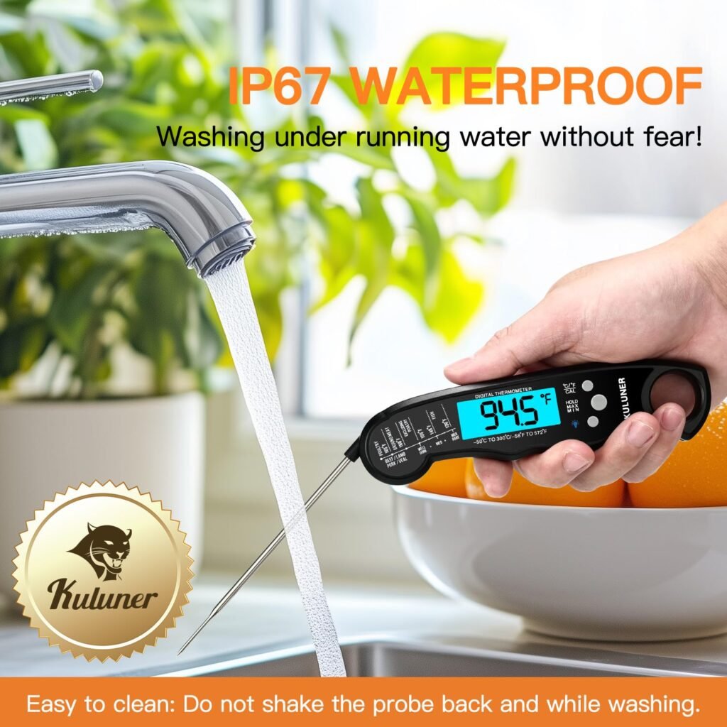 TP-01 Waterproof Digital Instant Read Meat Thermometer with 4.6 Folding Probe Backlight Calibration Function for Cooking Food Candy, BBQ Grill, Liquids,Beef(Black) TP-01 Waterproof Digital Instant Read Meat Thermometer with 4.6 Folding Probe Backlight Calibration Function for Cooking Food Candy, BBQ Grill, Liquids,Beef(Black)