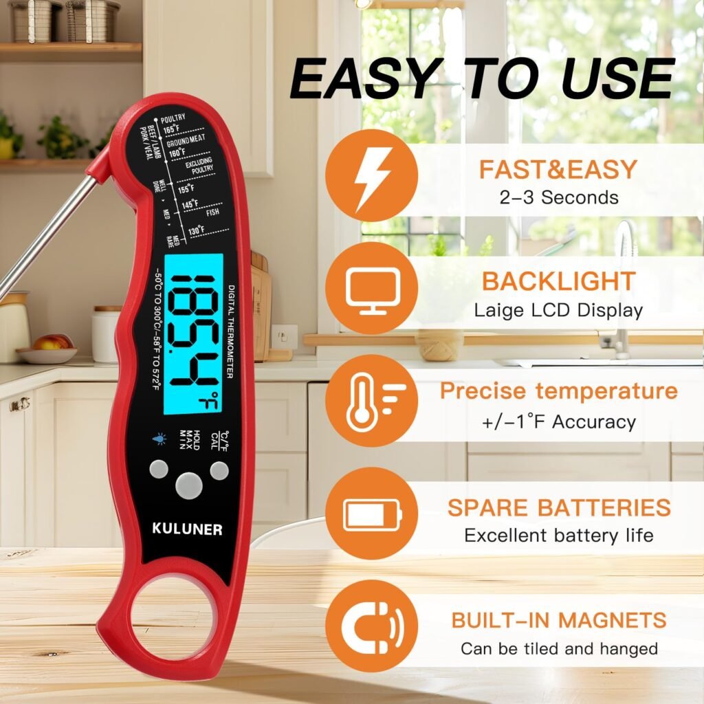 TP-01 Waterproof Digital Instant Read Meat Thermometer with 4.6 Folding Probe Backlight Calibration Function for Cooking Food Candy, BBQ Grill, Liquids,Beef(Black) TP-01 Waterproof Digital Instant Read Meat Thermometer with 4.6 Folding Probe Backlight Calibration Function for Cooking Food Candy, BBQ Grill, Liquids,Beef(Black)
