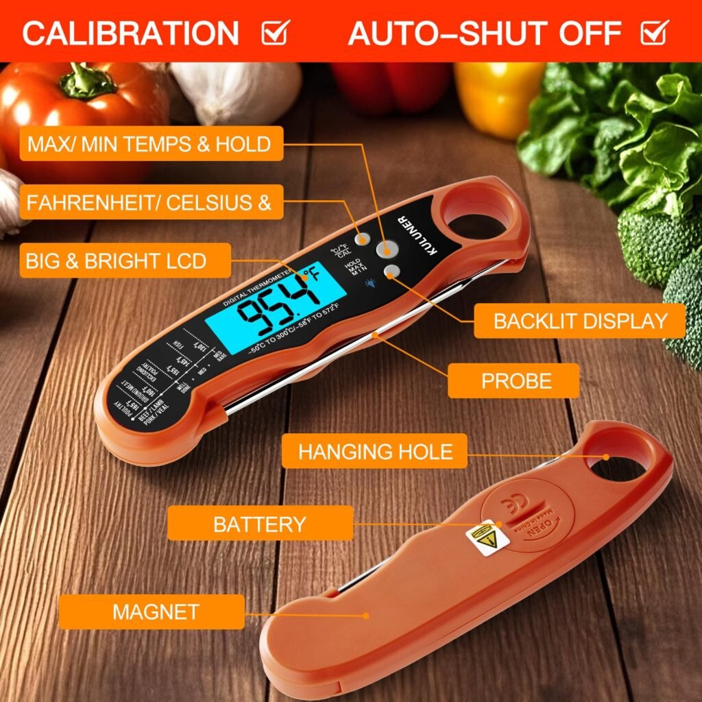 TP-01 Waterproof Digital Instant Read Meat Thermometer with 4.6 Folding Probe Backlight Calibration Function for Cooking Food Candy, BBQ Grill, Liquids,Beef(Black) TP-01 Waterproof Digital Instant Read Meat Thermometer with 4.6 Folding Probe Backlight Calibration Function for Cooking Food Candy, BBQ Grill, Liquids,Beef(Black)