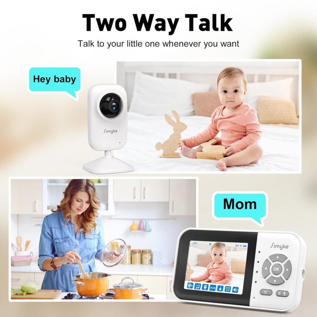 Upgrade Video Baby Monitor,WiFi Baby Camera,2.8 Display and App Control,1200ft Long Range,2 Way Talk,Auto Night Vision,Sound Alert,VOX,Temperature Sensor 5 Lullabies Feeding Remind,Home Use