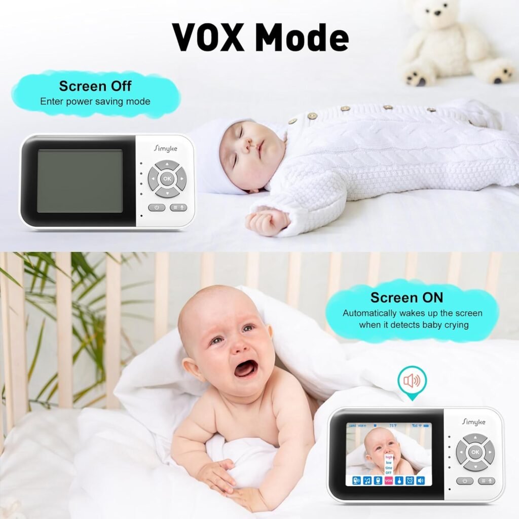 Upgrade Video Baby Monitor,WiFi Baby Camera,2.8 Display and App Control,1200ft Long Range,2 Way Talk,Auto Night Vision,Sound Alert,VOX,Temperature Sensor 5 Lullabies Feeding Remind,Home Use