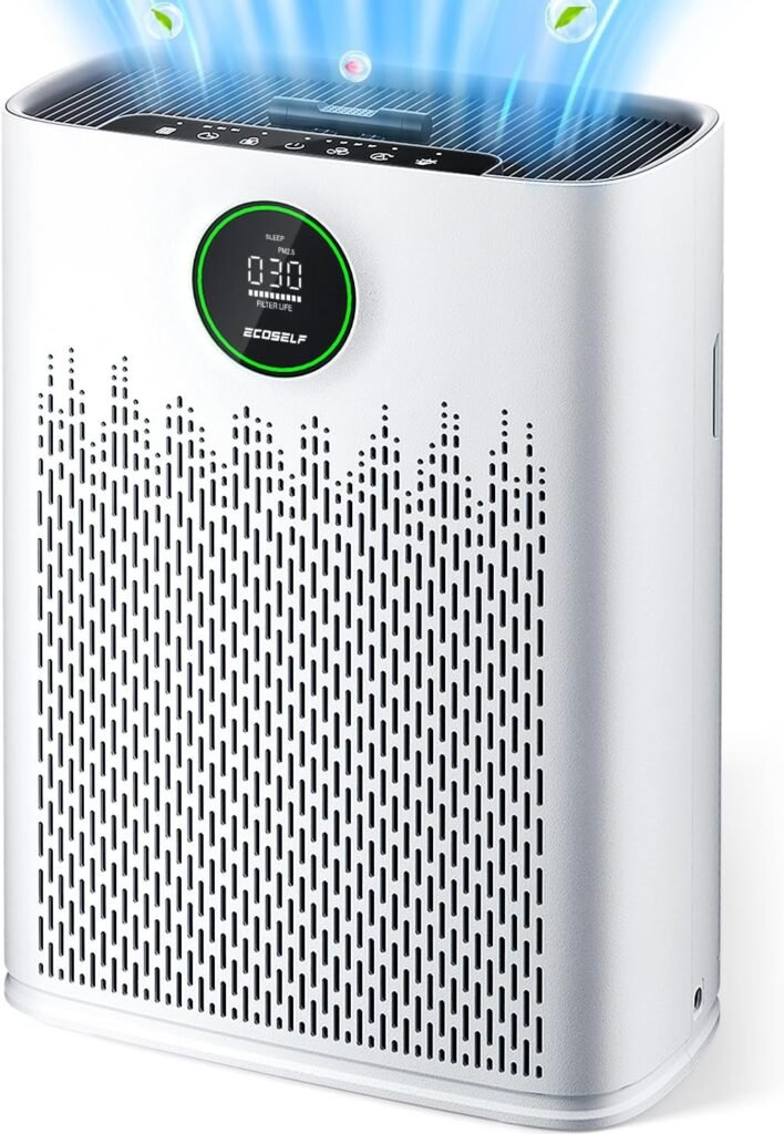 Air Purifiers for Home Large Room, with Smart Mode, PM2.5 Air Quality Display, 22dB Sleep Mode, Aromatherapy, Cover Up to 1295 Ft² with 2X-Purification  360°Air Outlet, HAP603, Bright White