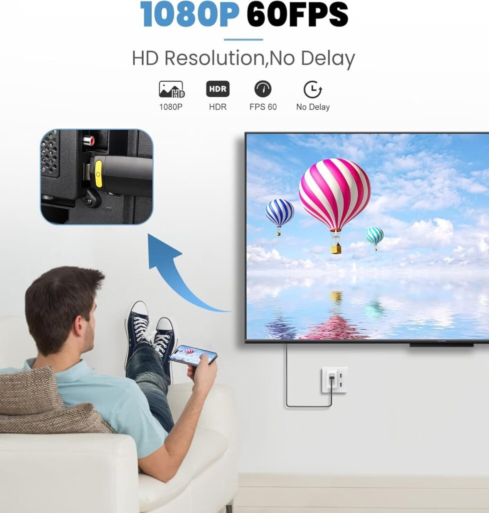 avedio links Wireless Display Adapter, WiFi 1080P Streaming Devices for iPhone to TV, No Setup, No App Needed Screen Mirroring Dongle Receiver to Monitor/Projector/TV for iPhone/iPad/MacBook iOS DLNA