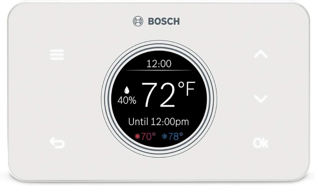 Bosch Thermotechnology Bosch Connected BCC50 Wi-Fi Thermostat-Compatible with Alexa and Google Assistant, All-in-One, Touch Screen, Safety Control, Smart Home, White Bosch Thermotechnology Bosch Connected BCC50 Wi-Fi Thermostat-Compatible with Alexa and Google Assistant, All-in-One, Touch Screen, Safety Control, Smart Home, White
