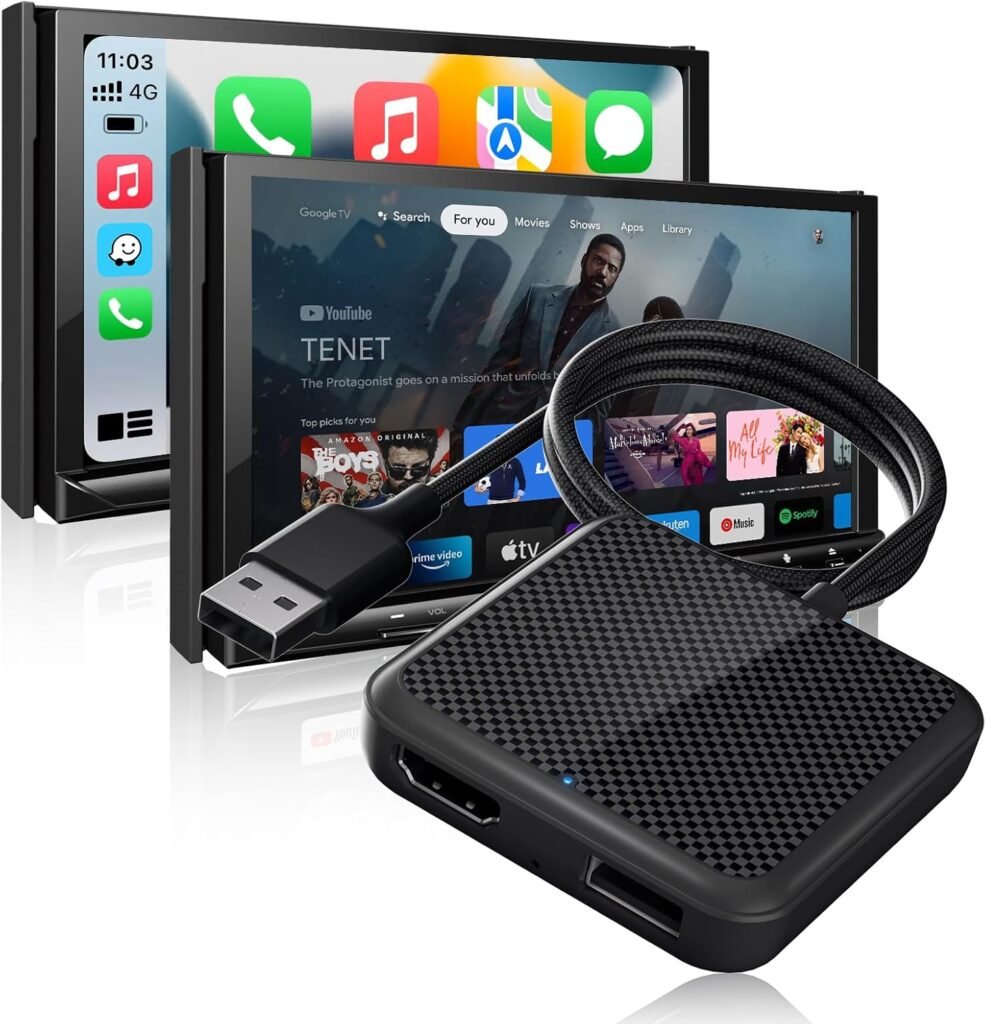 Car TV Mate Pro with Wireless Carplay Adapter Phone Mirroring ,Carplay Car TV HDMI Video Converter Compatible with Set-Top Box/Switch/Game Consoles,HDMI Multimedia Adapter Support Wired CarPlay Car