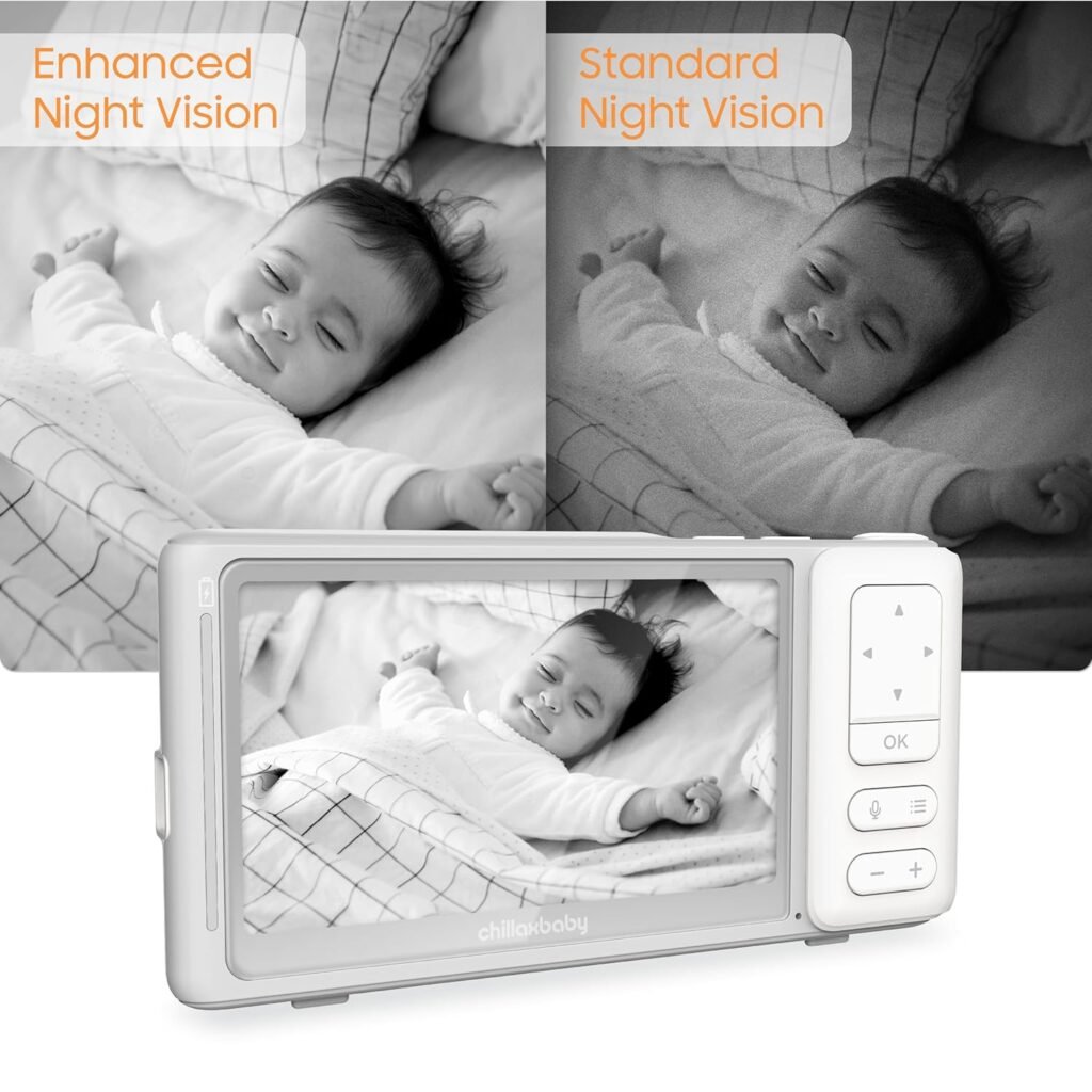 CHILLAX Giraffe Pro Max Baby Monitor – Video Baby Monitor with Full HD 1080p Camera and 5” 720P Video Parent Unit, Privacy Protection Switch, Auto Dimming LED, Gooseneck, 2-Way Audio, Night Vision