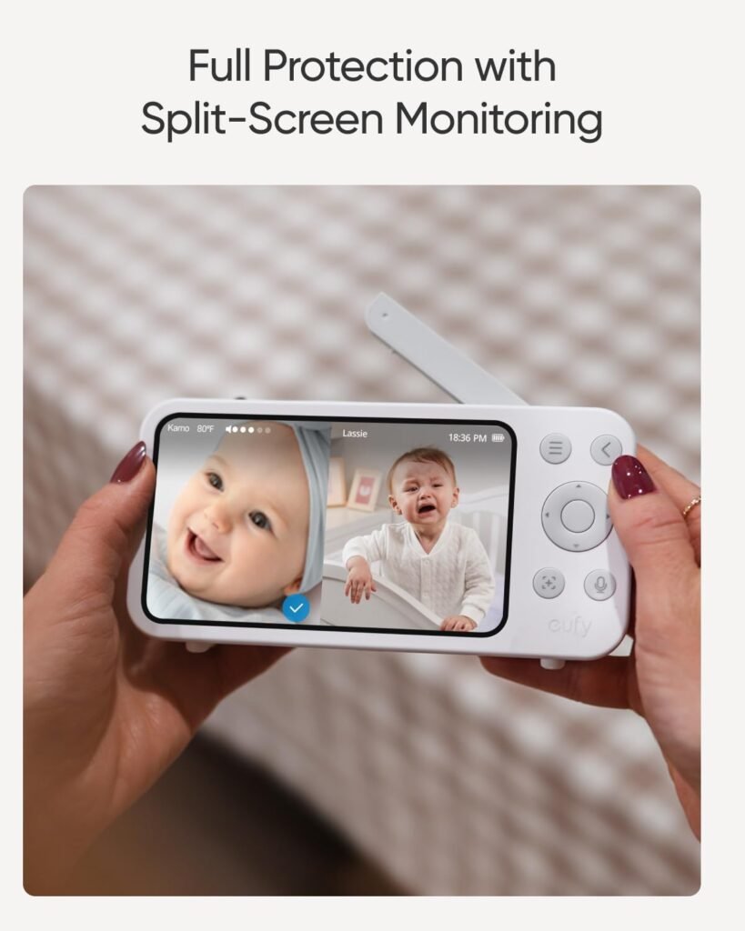 eufy Security Baby Monitor E20 with 2K HD Camera, 5 720p Display, Hybrid Wi-Fi  No Wi-Fi Connection, Pan-Tilt, 4X Zoom, Portable Camera with Built-in Battery, 24/7 Recording in App, ANR