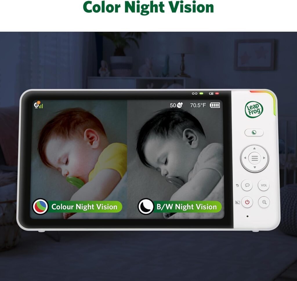 LeapFrog Color Night Vision Video Baby Monitor with 7 HD 720p Display, 360° Pan  Tilt, 8X Zoom, Night Light, Humidity  Temperature Sensor, Up to 1000ft Long Range, Secure Transmission: LF920HD
