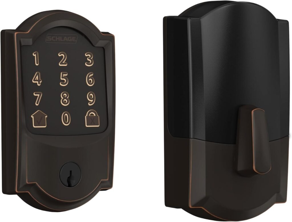 Schlage Encode Smart WiFi Deadbolt Lock for Front Door - Keyless Entry with App or Touchscreen - Works with Alexa, Hey Google,  Airbnb - Create Codes for Guests - Aged Bronze