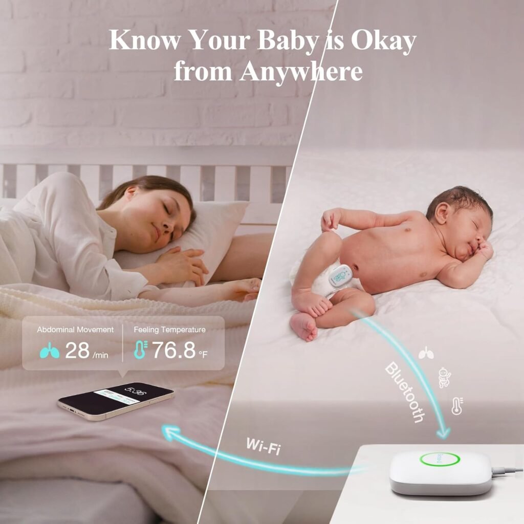 Sense-U Smart Baby Monitor Pro(Long Range) with Arousal Vibration, Audible  App Alerts Anywhere: Tracks Abdominal Movement, Rollover, Sleeping Position, Feeling Temperature, Wearable Sleep Monitor