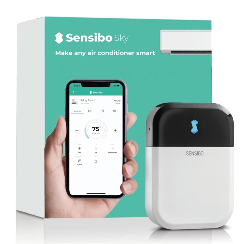 Sensibo Sky, Smart Wireless Air Conditioner Controller. Quick  Easy DIY Installation. Maintains Comfort with Energy Efficient. Automatic Wifi Thermostat Control App. Google, Alexa and Siri Compatible