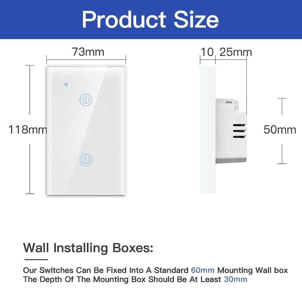BSEED Smart Water Heater Switch, Compatible with Alexa, Google Assistant, WiFi Touch Switch with Smart Life APP Control and Timer Function for Bathroom, Group Share Remote Voice Control, 40A, Black