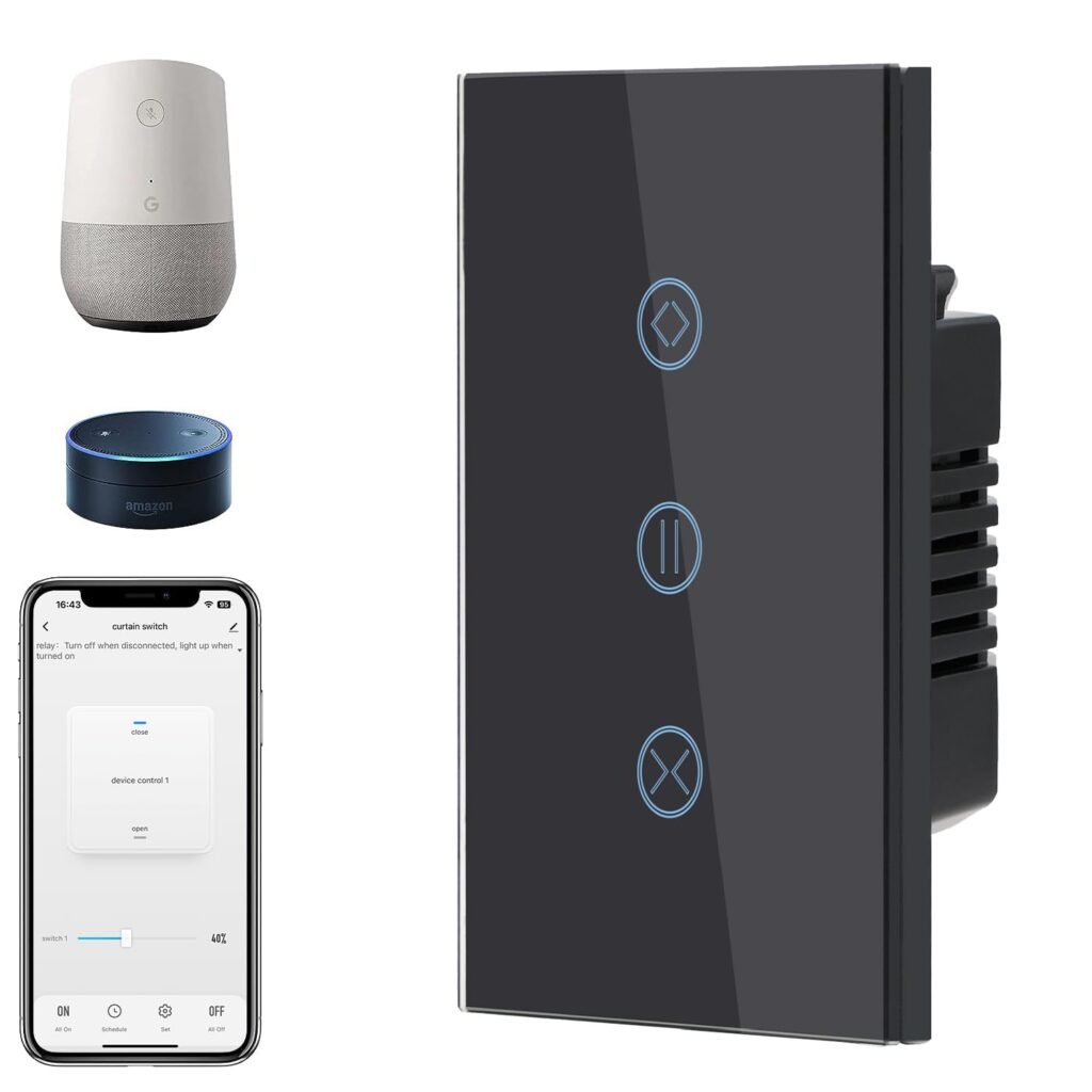 BSEED Smart Water Heater Switch, Compatible with Alexa, Google Assistant, WiFi Touch Switch with Smart Life APP Control and Timer Function for Bathroom, Group Share Remote Voice Control, 40A, Black