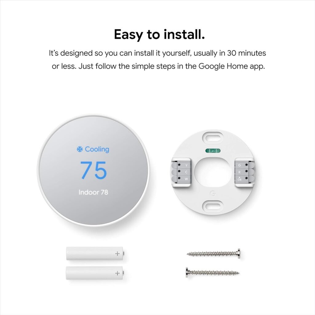 Google Nest Smart Thermostat for Home, Programmable WIFI Thermostat - Fog (Renewed)